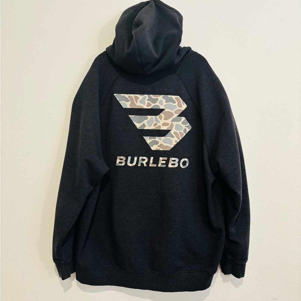 Burlebo Men's Dark Gray Hoodie with Camouflage Logo 2XL
